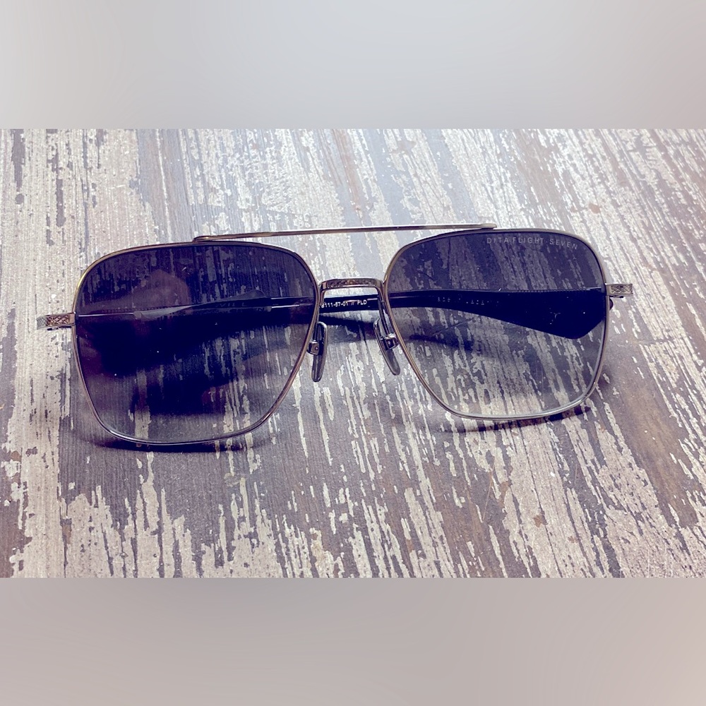 DITA FLIGHT SEVEN DTS111-57-01 Silver Black Palladium Grey Sunglasses AUTHENTIC